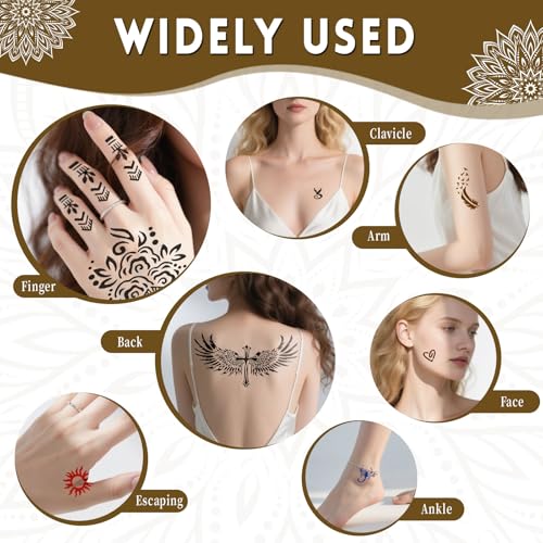 Temporary Tattoo Stencil Kit - 44 Templates, 4 Ink Colors