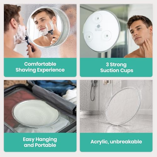 Mavoro 9" Acrylic Shower Mirror with Suction Cups