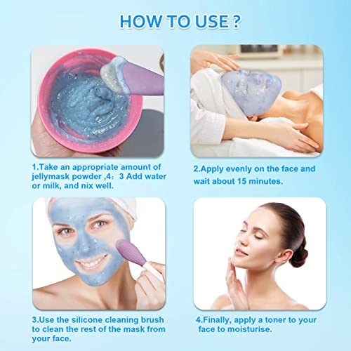 Jelly Mask Powder for Facials,Hyalorunic Acid Moisturizing Jelly Face Mask,Turmeric Jelly Face Mask,Face Masks with Double-ended Silicone Brush, 23 Fl Oz