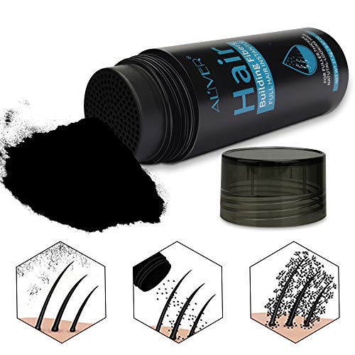 Black Hair Fibers for Thinning Hair - Instant Volume Keratin Powder