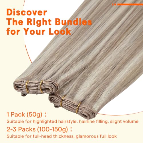 Full Shine Butterfly Weft Hair Extensions 20 Inch 50G Ash Blonde