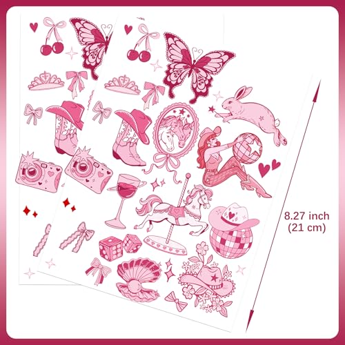 Pink Pony Club Temporary Tattoos - 2 Sheets Party Favor
