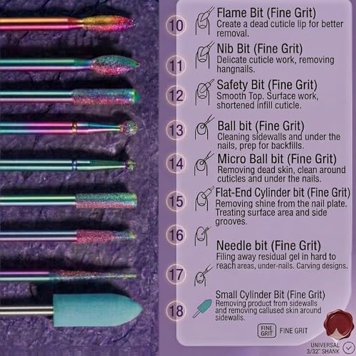 30-Piece Nail Drill Bits Set - Carbide & Ceramic for Manicure & Pedicure