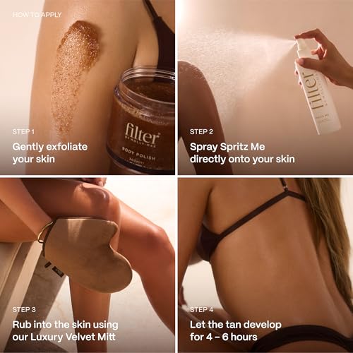 Filter by Molly-Mae Spritz Me Tanning Water | Moisturizing Self Tanner | Golden, Streak-Free Glow | Natural-Looking Sunless Tan | Fast Developing | Long-Lasting | Clear & Oil-Free | 200ml