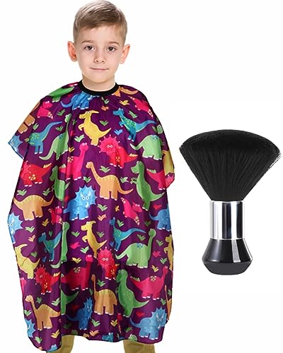 Kids Barber Cape with Neck Duster Brush - Dinosaur