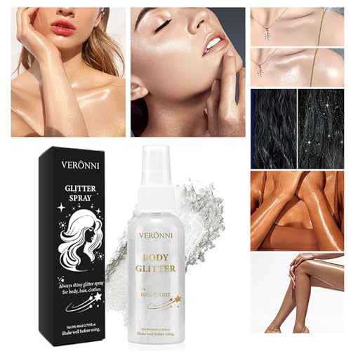 Silver White Body Glitter Spray - Long Lasting Shimmer