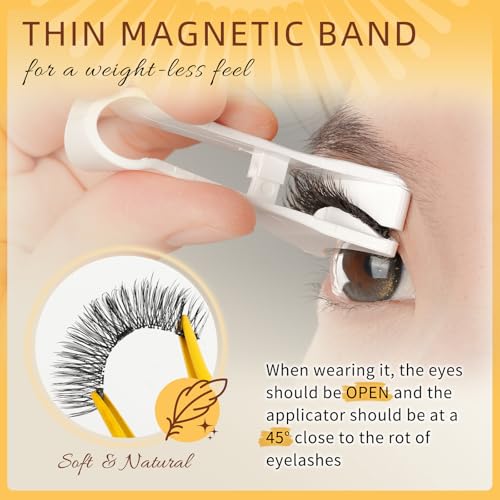 QUEWEL Magnetic Eyelashes 2 Pair Reusable Magnetic Eyelashes with Applicator No Glue Needed Eyelashes Cat Eye Natural Look Lash Clusters Kit Easy to Wear and Remove(A08)