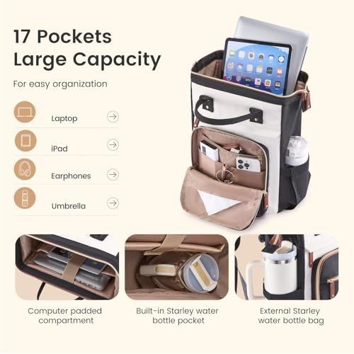 LOVEVOOK 15.6" Laptop Backpack for Women, Waterproof Work Bag