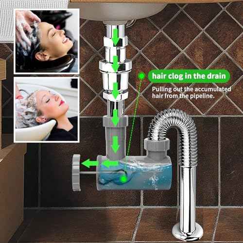 MoyRetty Universal Shampoo Bowl Sink Hair-P Trap, Fits Standard 1-1/2" Inlet & Outlet Drain Pipes, Beauty Barber Salon Equipment PVC Material Easy Clean(1 Pack)