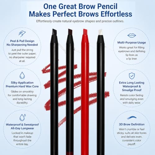 Microblading Eyebrow Pencil Set 4Pc - Waterproof Brow Mapping