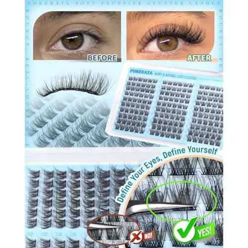 Lash Clusters Kit Natural Eyelash Clusters Wispy Lash Extension Kit 180Pcs Cluster Eyelash Extensions Kit 10-16mm C Curly Individual Lashes Soft with Lash Bond and Seal, Lash Tweezers