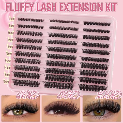 Lash Clusters 300PCS Mixed Volume Eyelash Extensions 8-16mm