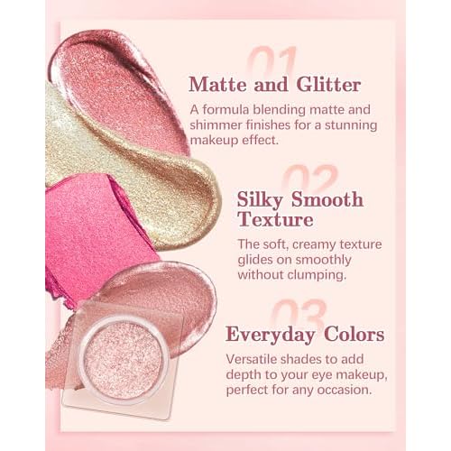 Sparkle Single Eyeshadow Cream, Orange Mousse Glitter Highly Pigmented Eye Shadow, Long-Lasting Blendable Shimmer Eyeshadow, Lightweight Eye Shadow Makeup Palette Christmas Party Gift for Women-08
