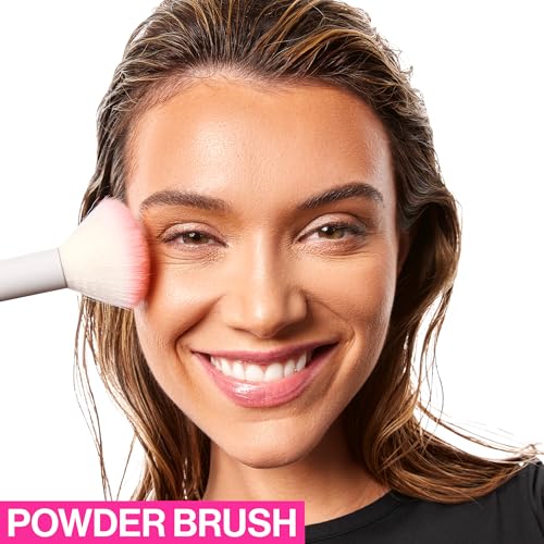 White Powder Brush - Ultra-Plush Synthetic Bristles for Flawless Face Makeup