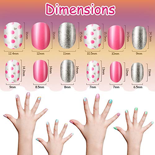 120 Pieces Kids Press On Nails - 5 Designs Full Cover