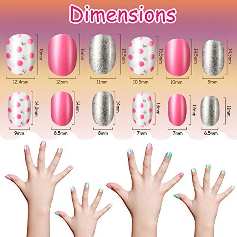120 Pieces Kids Press On Nails - 5 Designs Full Cover