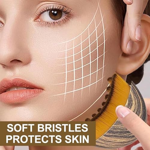 Lymphatic Contour Faces Brush and Meridian Comb Gua Sha Set Face Massager Lymphatic Drainage Massager for Face Chin Jawline Sculpting Dry Brushing Face Brush Ergonomically 3PCS