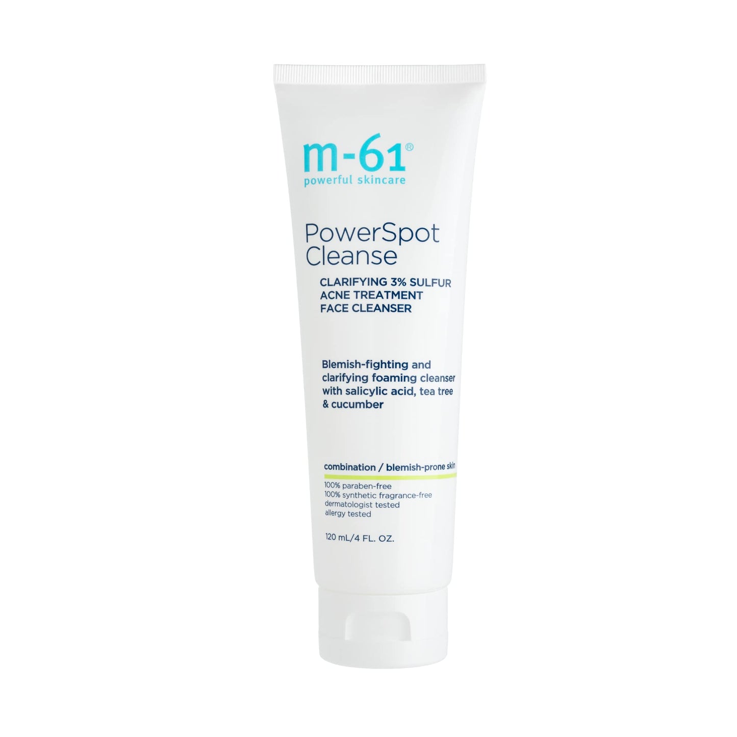 m-61 PowerSpot Cleanse, 4 oz -Medicated, 3% sulfur acne-fighting cleanser with salicylic, glycolic, witch hazel & tea tree