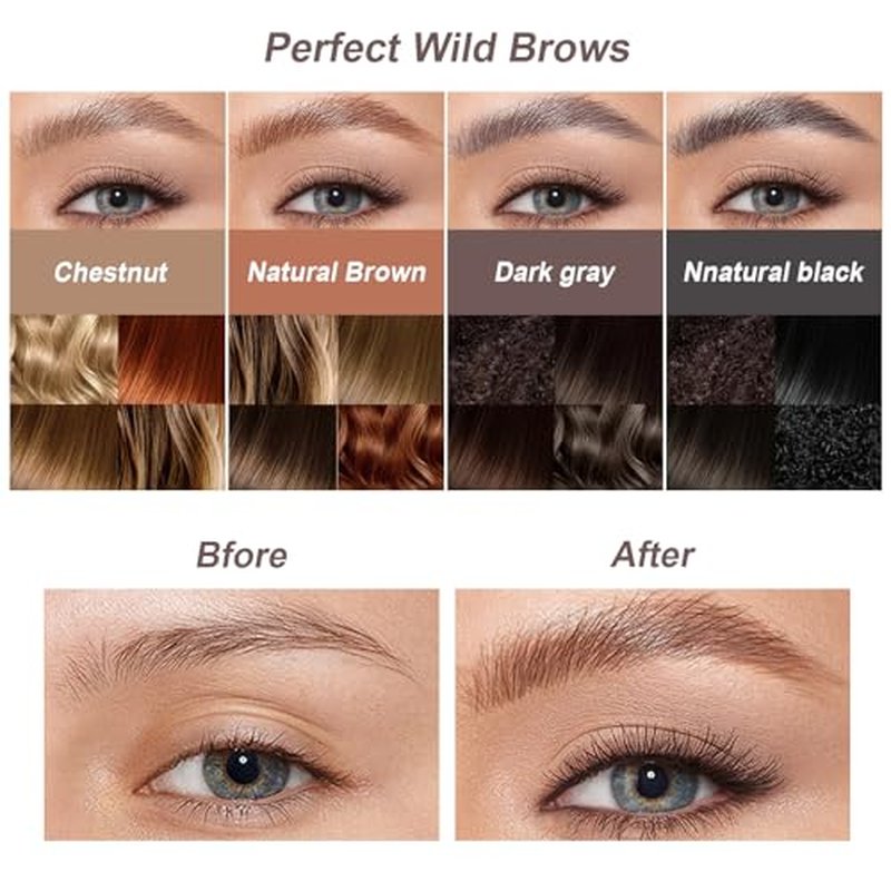 2025 New Microblading Eyebrow Pen (Black), 3D Waterproof Microblading Eyebrow Color with 4 Fork Tip Tattoo, Long-Lasting Natural Hair-Like Eyebrow Pen, Professional Eyebrow Pencils for Women
