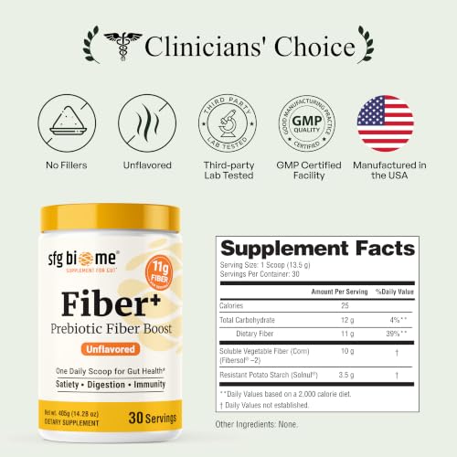 Fiber+ Prebiotic Gut Health Support — 11g Fiber per Serving, Solnul & Fibersol-2 (30 Servings) Sandhu's