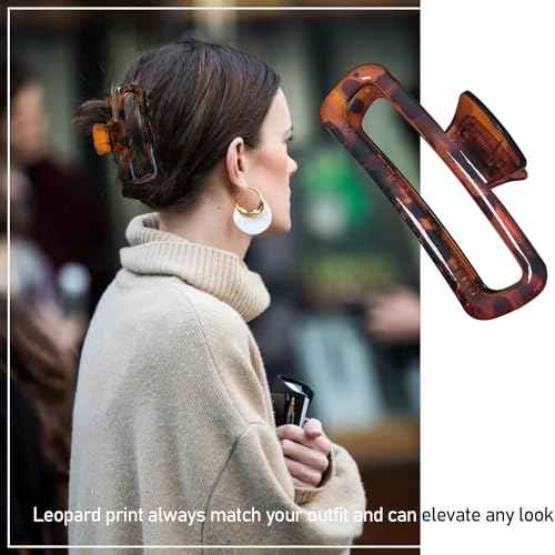 5 Inch Large Hair Claw Clips, No Slip Matte & Glossy Unbreakable Square XL Hair Clips for Thick Long Curly Hair, Women's Big Rectangle Strong Clips, 4 Pack