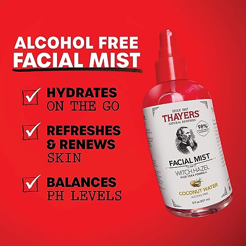 Thayers Alcohol-Free Witch Hazel Facial Mist Toner with Aloe Vera, Coconut Water, Soothing and Hydrating, For All Skin Types, 8 oz