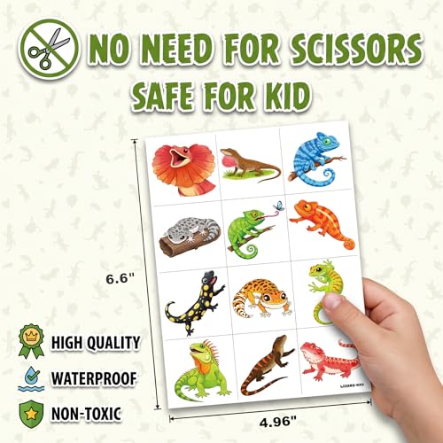96 Lizard Temporary Tattoos for Kids - Waterproof Party Favors