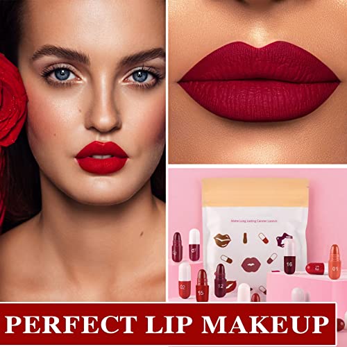 18-Piece Matte Capsule Lipstick Set - Waterproof Long-Lasting