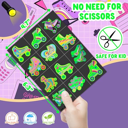 96 PCS Glow In The Dark Roller Skate Temporary Tattoos