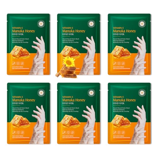 Nourishing Moisturizing Hand Mask Gloves for Dry Cracked Hands - 6 Pairs Set