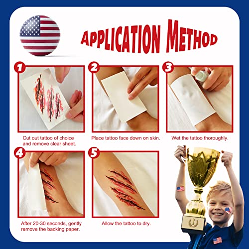 4th of July Temporary Tattoos - 20 Sheets Waterproof Body Art