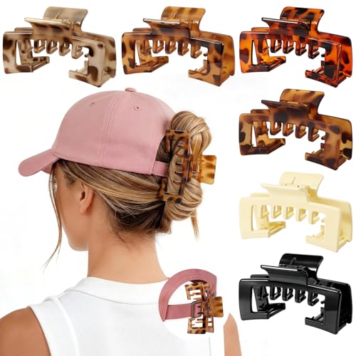 6-Pack Hat Claw Clips for Women, 4.1" Large Clips