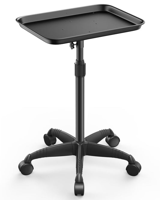 HYTOBP Salon Tray on Wheels Premium Aluminum Tattoo Tray Rolling Trolley Adjustable Height Storage Utility Cart for Clinic Spa and Barber(34inch)