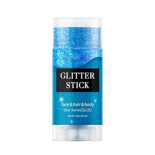 Blue Body Glitter Stick,Holographic Sequins Paint Sparkling Face Glitter for Women Face/Body/Hair/Eyes/Lip Glitter Makeup.