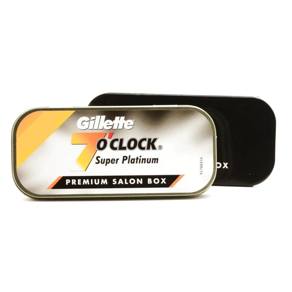 100 7 O'clock Super Platinum Double Edge Safety Razor Blades (20x5) - AKA 7'Oclock Black - Premium Blades on Display Card