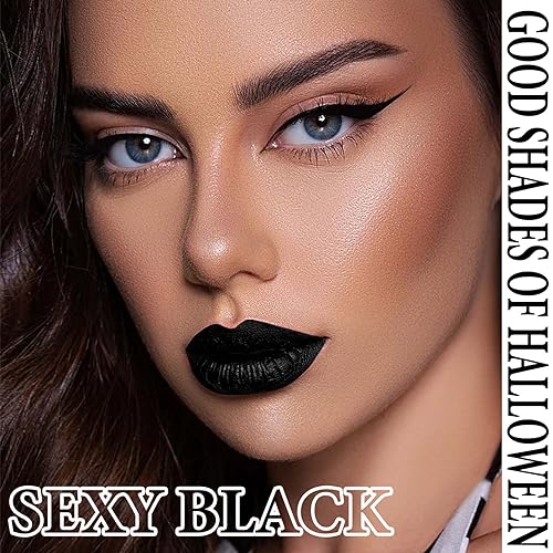 Black Matte Lipstick & Lip Liner Set - Waterproof Velvet