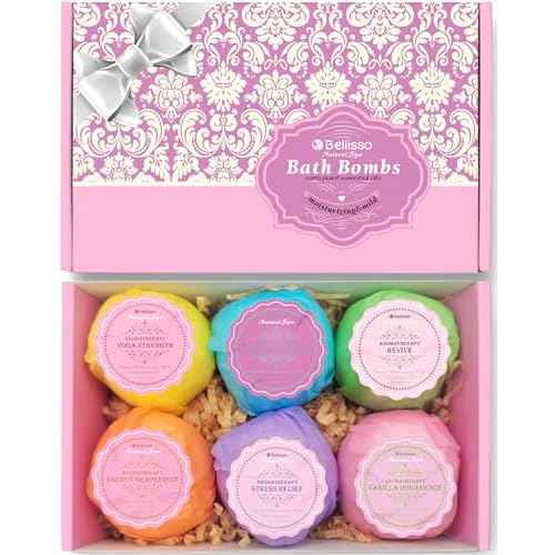 Bath Bombs Gift Set - 6 Bubble Bath Fizzies (6 x 2oz) with Natural Dead Sea Salt Cocoa and Shea Essential Oils - Best Gift Idea for Birthday, Mom, Woman, Girl, Him, Kids
