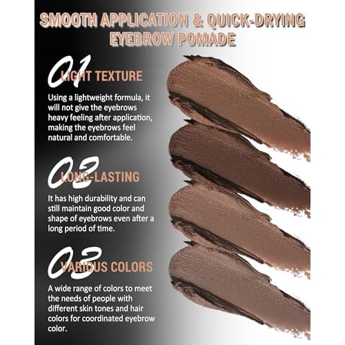 Eyebrow Pomade Kit,Long Lasting Waterproof Medium Brown Tinted Eye Brow Pomade Set with Brush Razor,Smudge-proof Eyebrow Cream Tint Brow Tinting Gel,Christmas Makeup Gift for Women Girl-02