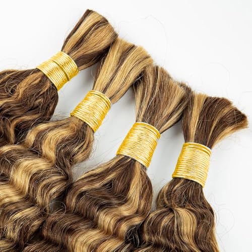 P4/27 Highlight Brown Human Hair Braiding Extensions - 18 Inch