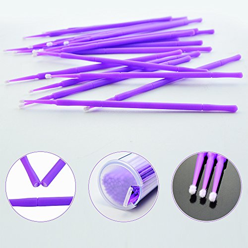 400 PCS Micro Applicator Brushes Dental Brush - Yookat Disposable Micro Applicator Brushes for Eyelash Extensions and Oral Using Micro Brushes Bendable Microfiber Applicators Purple