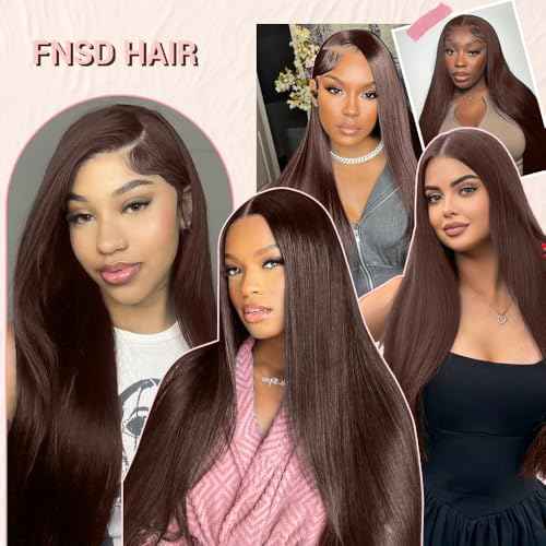 28 Inch Chocolate Brown Lace Front Wig Human Hair 220 Density 9x6 HD Lace Brown Wear and Go Glueless Wigs Pre Plucked Pre Cut Dark Brown Wig Human Hair Straight Glueless Wig for Women