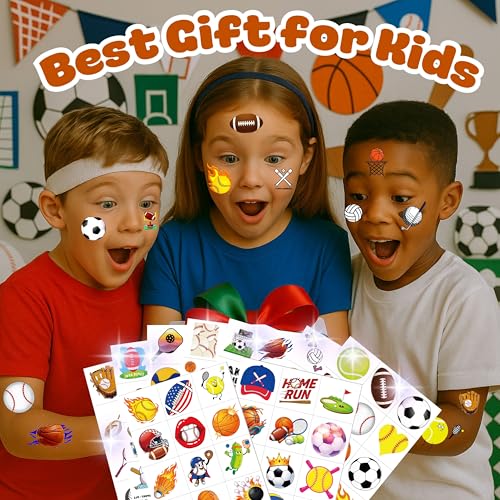 120 PCS Pre-Cut Sports Temporary Tattoos for Kids