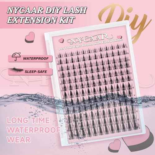 Fairy Lash Clusters Kit Spiky Manga Lash Clusters D Curl 144Pcs 8-18mm Lash Extension Kit Wispy Invisible Band Lashes Kit with Bond and Seal,Remover,Applicators DIY at Home(Fairy)