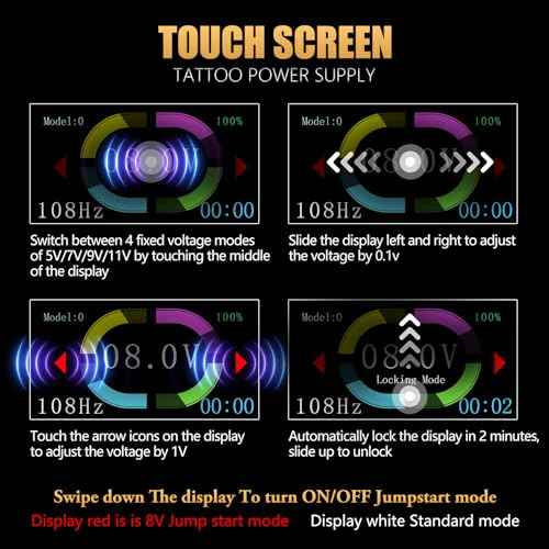 Ambition Zetton Wireless Tattoo Machine with Extra 2400mAh Battery Brushless Motor Straight Drive Bar Color Touch Display Rotary Tattoo Gun Cartridge Pen Supply for Professional Tattoo Artists