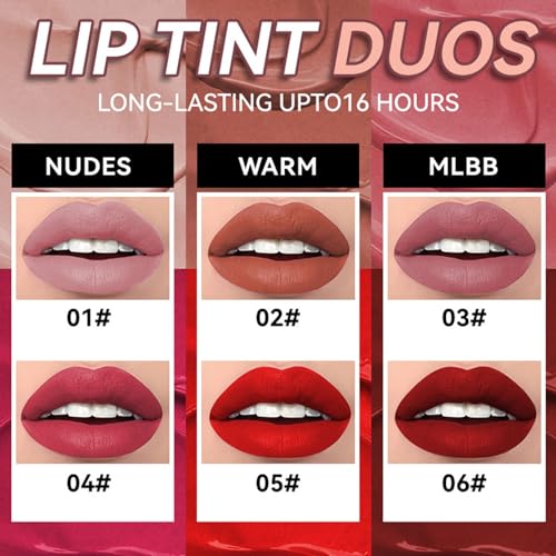 Matte Liquid Lipstick Set, 3Pcs Long Lasting Velvety Nude Red
