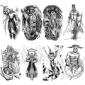 Warrior Temporary Tattoos for Men, 8 Sheets Waterproof