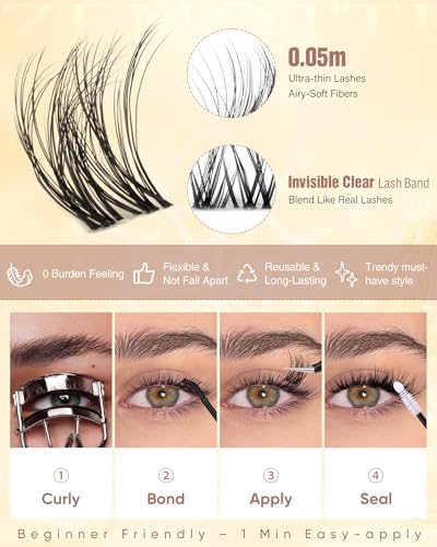 Zenotti D-D Curl Wispy Spider Lash Clusters 8-16mm Natural Breeze Lashes