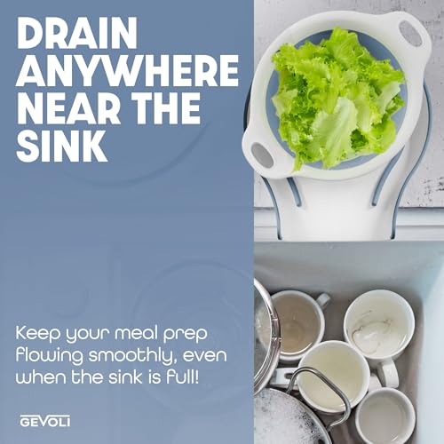 Gevoli Collapsible Colanders 3-Pack with Over-Sink Draining Base