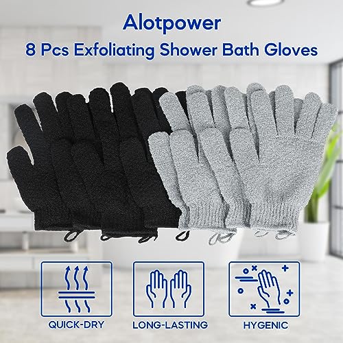 Extra Large Exfoliating Gloves 8 Pack for Big Hands - Double-Sided Shower Scrubbers
