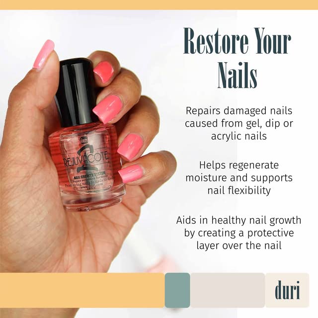 Duri Rejuvacote 2 Nail Growth System Sensitive Formula - Nail Hardener and Strengthener for Brittle, Breaking, Splitting Nail Repair - 0.45 Fl Oz (Pack of 3)